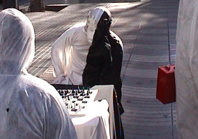 BHB International play chess on la Rambla, Barcalona